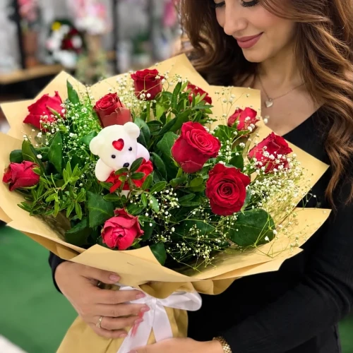 10 kırmızıGül Buketi
