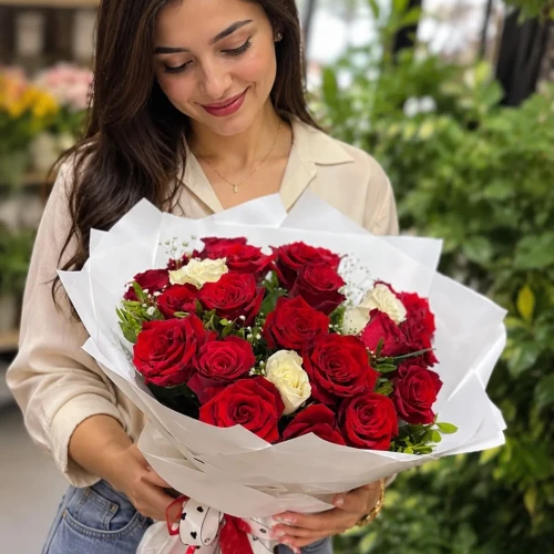 21 kırmızı gül buketi